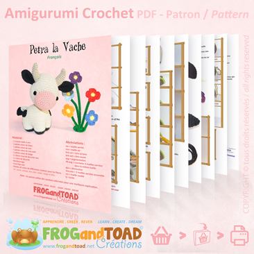 Petra - la vache / the cow - Amigurumi Crochet - Patron / Pattern - FROG and TOAD Créations